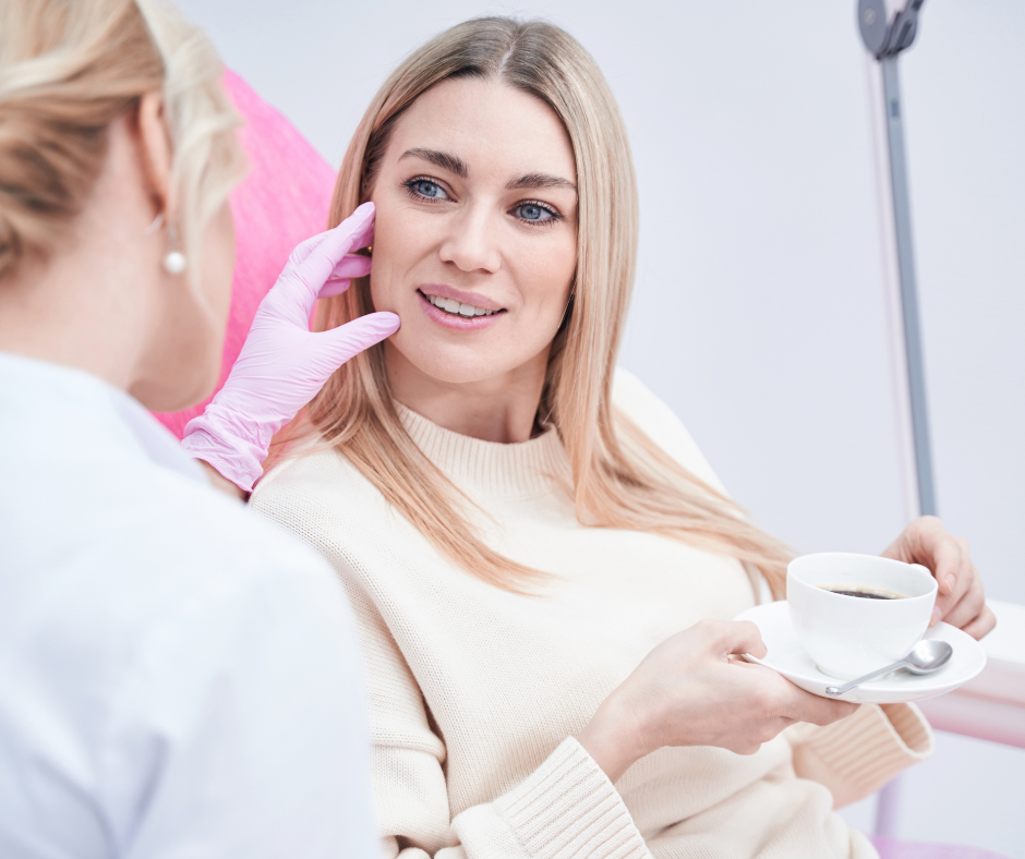 A Model in for a consultation with a practitioner.